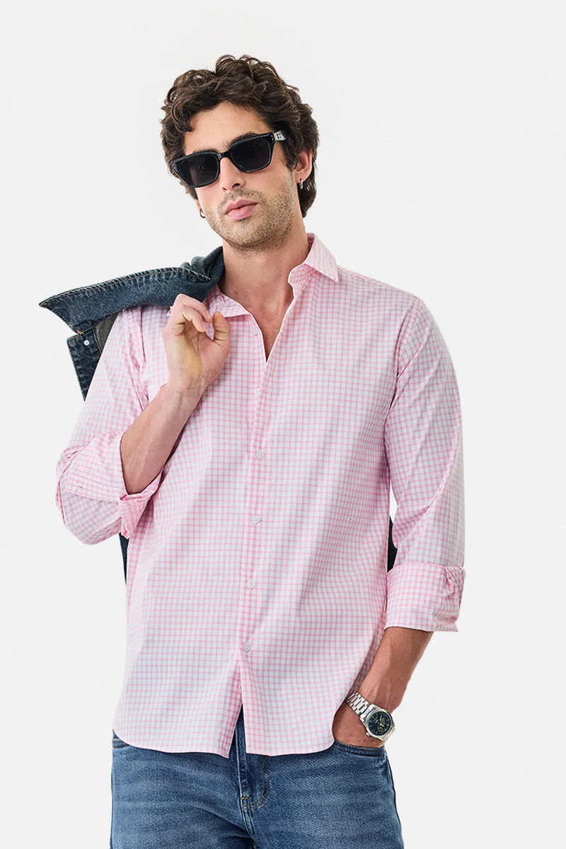 SNITCH Gingham Stretch Slim Fit Shirt